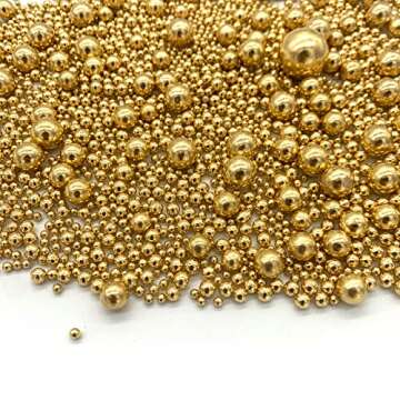 GEORLD Gold Pearl Sugar Sprinkles Candy Mixing Size Baking Edible Cake Decorations Cupcake Toppers Cookie Decorating Celebrations Wedding Shower Party Chirstmas Supplies 130g/ 4.6oz