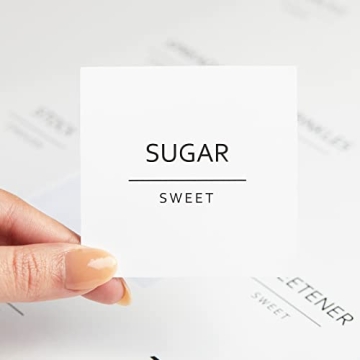 Talented Kitchen 144 Pantry Labels for Containers, Food Storage - Preprinted Black All-Caps on Matte White Vinyl Stickers for Minimalist Style Kitchen (Water Resistant)