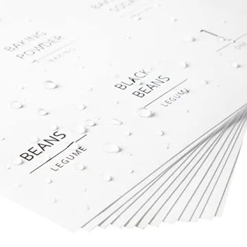 Talented Kitchen 144 Pantry Labels for Containers, Food Storage - Preprinted Black All-Caps on Matte White Vinyl Stickers for Minimalist Style Kitchen (Water Resistant)