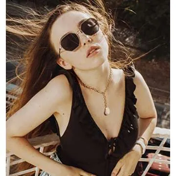 Aobei Pearl Big Simulated Baroque Pearl Pendant Necklace for Women Chunky 18K Gold Round Link Chain ...