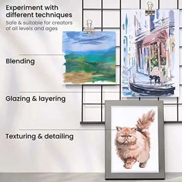 ARTEZA Gouache Paint, Set of 12 Earth Tones, 0.4 fl oz (12 mL) Tubes, Opaque Paint Set for Canvas and Paper