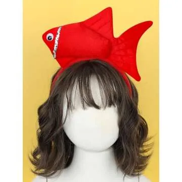 Luces Red and Blue Fish Headbands, Cute Kids Fish Styles Headbands, Fish Costume Accessories Dress Up Party Favors Supplies