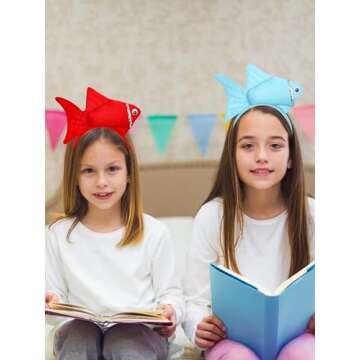 Luces Red and Blue Fish Headbands, Cute Kids Fish Styles Headbands, Fish Costume Accessories Dress Up Party Favors Supplies