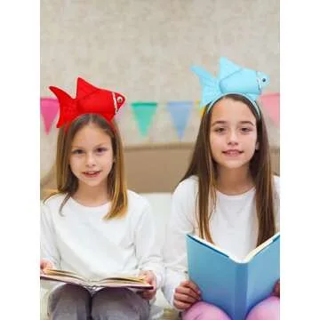 Luces Red and Blue Fish Headbands, Cute Kids Fish Styles Headbands, Fish Costume Accessories Dress Up Party Favors Supplies