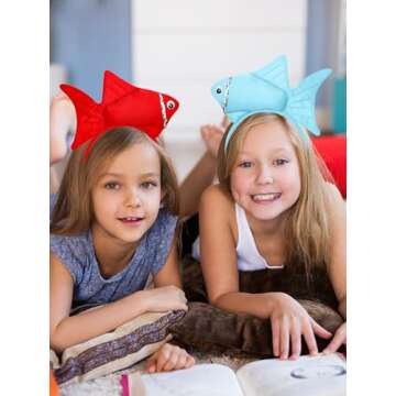 Luces Red and Blue Fish Headbands, Cute Kids Fish Styles Headbands, Fish Costume Accessories Dress Up Party Favors Supplies