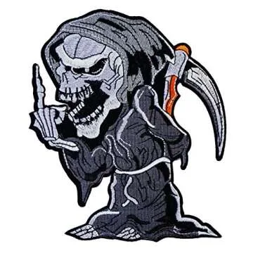 Graphic Dust Grim Reaper Iron On Patch for Halloween