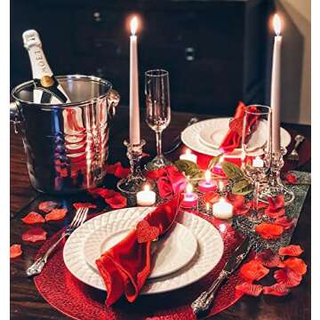 Heart Napkin Rings Set of 6, Valentine’s Day Rhinestone Glitter Enamel Heart Napkin Holder Ring for Table Setting, Holiday Wedding Birthday Party Serviette Buckles Decor (Red Heart)