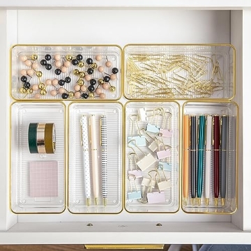 Martha Stewart Stackable Desk Organizers with Gold Trim