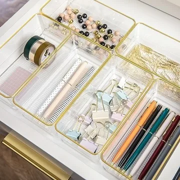 Martha Stewart Stackable Desk Organizers with Gold Trim
