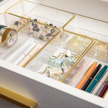 Martha Stewart Stackable Desk Organizers with Gold Trim