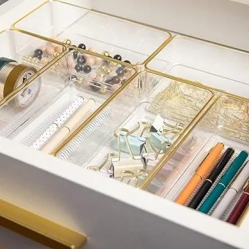 Martha Stewart Stackable Desk Organizers with Gold Trim