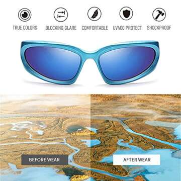 BAWUYI Y2K Wrap Around Sunglasses for Men Women - Sporty Cyber Fashion