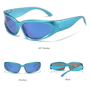 BAWUYI Y2K Wrap Around Sunglasses for Men and Women