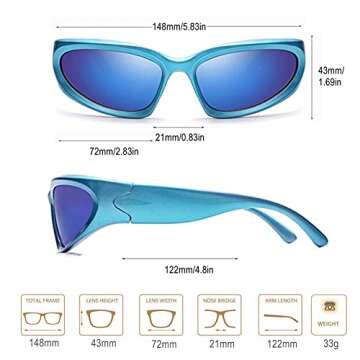 BAWUYI Y2K Wrap Around Sunglasses for Men and Women