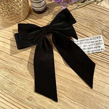 Black Velvet Bow Hair Clips for Women – Elegant French Barrettes