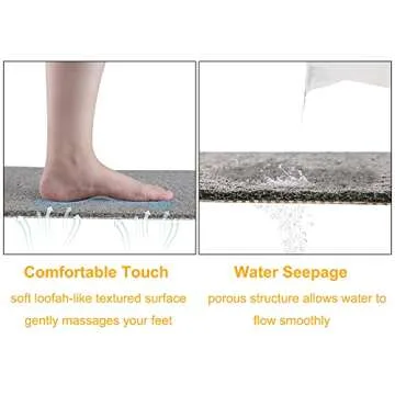 Leotruny PVC Loofah Bathtub Mats Non Slip Shower Mat for Bathroom Wet Area Quick Drying (40''x16'', C01-Dark Grey)