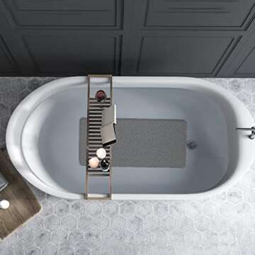 Leotruny PVC Loofah Bathtub Mats Non Slip Shower Mat for Bathroom Wet Area Quick Drying (40''x16'', C01-Dark Grey)