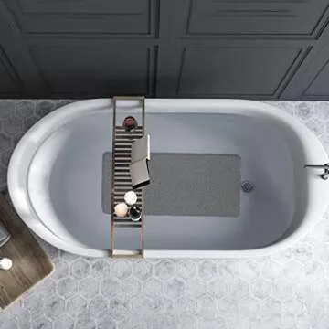 Leotruny PVC Loofah Bathtub Mats Non Slip Shower Mat for Bathroom Wet Area Quick Drying (40''x16'', C01-Dark Grey)