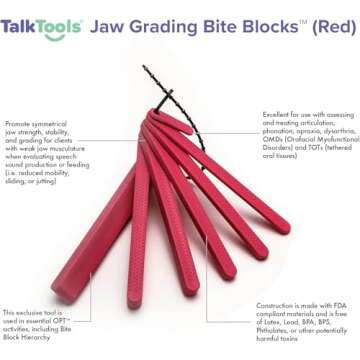 TalkTools Dental Bite Blocks | Therapy Tools to Improve Chewing and Biting Dental Bite Blocks Oral Opener Mouth Prop Dental Bite Blocks Safe for All Ages | Jaw Grading Bite Blocks | Set of 2 - Red