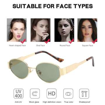 IDOTTA Retro Oval Sunglasses - UV400 Protection Stylish Shades