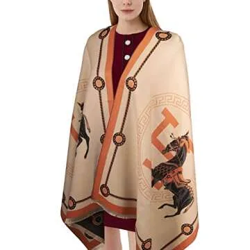 EXTREE Scarfs for Women Pashmina Silky Shawl Wrap for Evening Dressing Blanket Open Front Poncho Cape