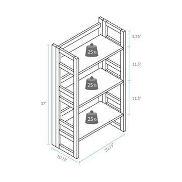 Casual Home 3-Shelf Folding Bookcase for Students