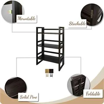 Casual Home 3-Shelf Folding Bookcase for Students