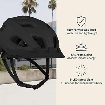Retrospec Lennon Bike Helmet with LED Light & Visor