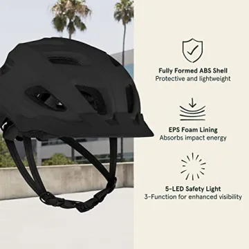 Retrospec Lennon Bike Helmet with LED Light & Visor