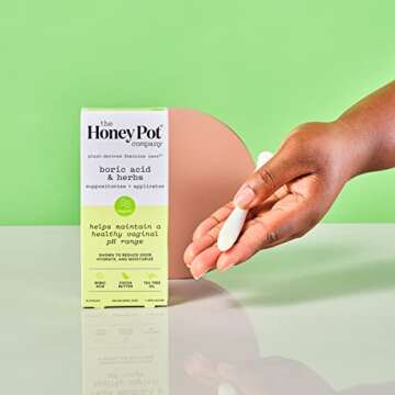 The Honey Pot Company 7 Day Boric Acid & Herbs Suppositories - Maintains and Balances Healthy Vaginal pH, Manages Odor, Hydrates, & Moisturizes - Gynecologist Tested