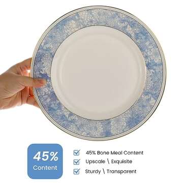 Wpslnwo Fine Bone China Dinner Plates Sets,4 Pcs 10.5 inch Electrooptic Pattern Plate Gilt Edged High Grade Dinnerware Sets For 4 People Suitable for Dining Party or Gift,Comes with Gift Box
