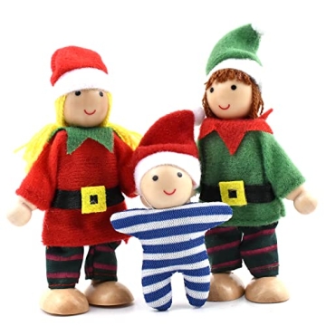 Festive Wooden Dollhouse Family Set for Children