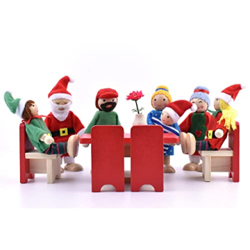 Festive Wooden Dollhouse Family Set for Children