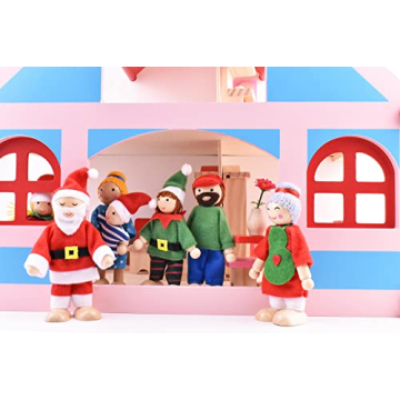 Festive Wooden Dollhouse Family Set for Children