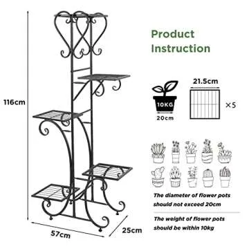 unho 5 Tier Tall Metal Plant Stand for Indoor Gardening