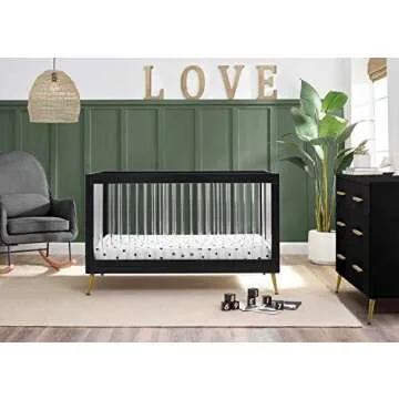 Delta Children Sloane 4-in-1 Acrylic Convertible Crib - Includes Conversion Rails, Black w/Melted Bronze