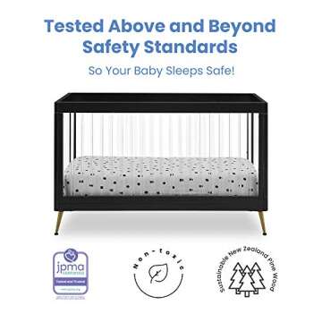 Delta Children Sloane 4-in-1 Acrylic Convertible Crib - Includes Conversion Rails, Black w/Melted Bronze