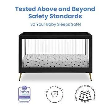 Delta Children Sloane 4-in-1 Acrylic Convertible Crib - Includes Conversion Rails, Black w/Melted Bronze