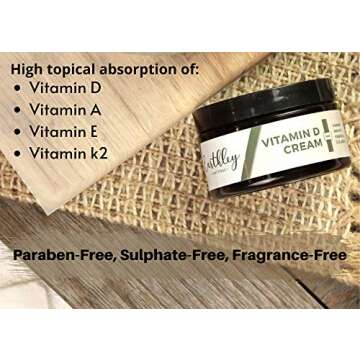 Earthley Vitamin D Cream, Cod Liver Oil, Emu Oil, Organic Mango Butter, Avocado Oil Blend, Paraben-Free, Sulphate-Free, Fragrance-Free (4 oz, Vitamin D Cream)