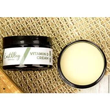Earthley Vitamin D Cream, Cod Liver Oil, Emu Oil, Organic Mango Butter, Avocado Oil Blend, Paraben-Free, Sulphate-Free, Fragrance-Free (4 oz, Vitamin D Cream)