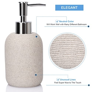 L'ARL GMVOI Bathroom Accessory Set,4 Piece Decor Accessories Sets Complete with Soap Dispenser,Toothbrush Holder,Bathroom Tumbler,Soap Dish for Vanity Countertop Accessories,Beige