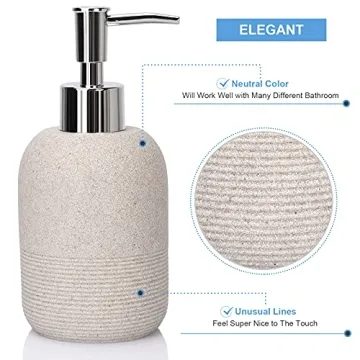 L'ARL GMVOI Bathroom Accessory Set,4 Piece Decor Accessories Sets Complete with Soap Dispenser,Toothbrush Holder,Bathroom Tumbler,Soap Dish for Vanity Countertop Accessories,Beige