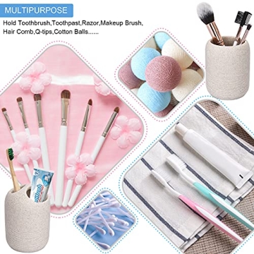 L'ARL GMVOI Bathroom Accessory Set,4 Piece Decor Accessories Sets Complete with Soap Dispenser,Toothbrush Holder,Bathroom Tumbler,Soap Dish for Vanity Countertop Accessories,Beige