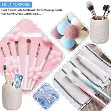 L'ARL GMVOI Bathroom Accessory Set,4 Piece Decor Accessories Sets Complete with Soap Dispenser,Toothbrush Holder,Bathroom Tumbler,Soap Dish for Vanity Countertop Accessories,Beige