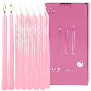 14 Pack of 10-Inch Pink Stemmed Candles - Perfect for Elegant Dining, Romantic Evenings, and Cozy Home Décor