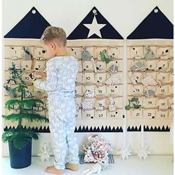 STKMELON Christmas Advent Calendar with Pockets Wall Hanging Bag for Home Xmas Countdown Decoration(Countdown to Christmas) Black
