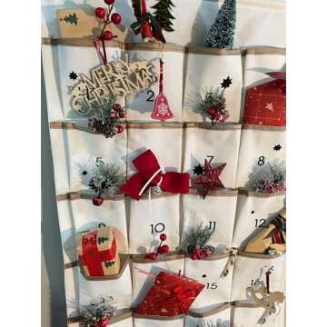 STKMELON Christmas Advent Calendar with Pockets Wall Hanging Bag for Home Xmas Countdown Decoration(Countdown to Christmas) Black