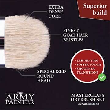 The Army Painter Masterclass: Drybrush Set - Hobby Detail Paint Brush Set - Acrylic Paint Brushes in 3 Sizes for Advanced & Professional Art for Tabletop & Wargames Miniature Watercolor Oil Painting