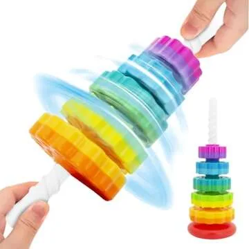 BYFWH Baby Spin Stack Toy,Premium Stacking Toy for Kids,Baby Spinning Toy,Stacking Toy for Babies and Toddlers,Educational Toddler Learning Toys,Autism Spin Stack Toys,Rainbow Spinning Wheel Toys