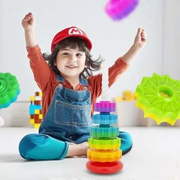 BYFWH Baby Spin Stack Toy,Premium Stacking Toy for Kids,Baby Spinning Toy,Stacking Toy for Babies and Toddlers,Educational Toddler Learning Toys,Autism Spin Stack Toys,Rainbow Spinning Wheel Toys
